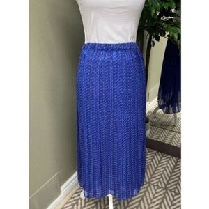 MAISON D'AMÉLIE BLUE GEOMETRIC PLEATED MIDI SKIRT NWOT SIZE M